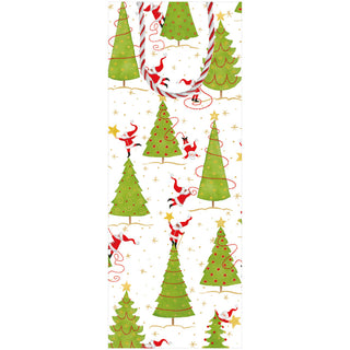 Twirling Santas Wine & Bottle Gift Bag - 1 Each
