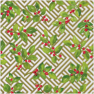 Holly And Fretwork Roll Wrap - includes 1 Roll