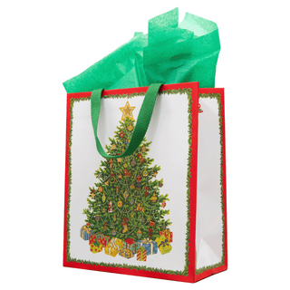 Christmas Tree Large Gift Bag 10"L x 4.75"W x 11.75"H - includes 1 bag