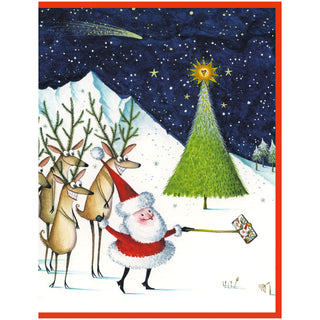 Santa'S Selfies C-Sized Christmas Cards Pack in Cello - 5 Cards & 5 Envelopes