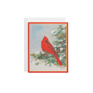Cardinal And Evergreen Petite Boxed Christmas Cards - includes 15 cards & envelopes