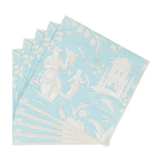 Silk Road Toile Robin's Egg Luncheon Napkins - 20 Per Package