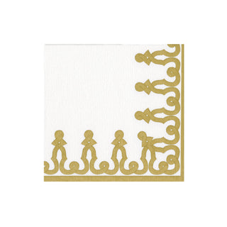 Dessin Passementerie Gold Paper Linen Boxed Cocktail Napkins - 15 Per Package