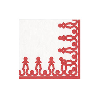 Dessin Passementerie Red Paper Linen Boxed Cocktail Napkins - 15 Per Package