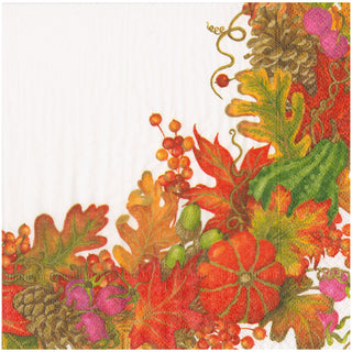 Harvest Garland White Napkin Dinner - 20 Per Package