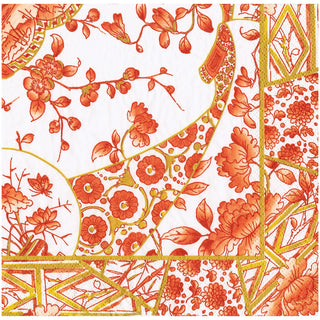 Gilded Porcelain Coral Dinner Napkins - 20 Per Package