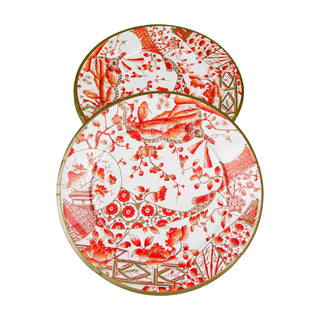 Gilded Porcelain Coral Dinner Plates - 8 Per Package