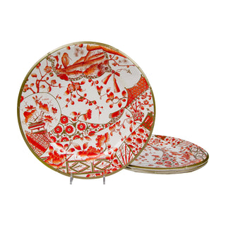 Gilded Porcelain Coral Dinner Plates - 8 Per Package