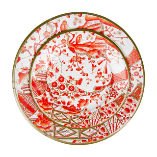 Gilded Porcelain Coral Dinner Plates - 8 Per Package