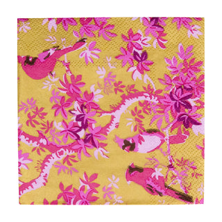 Scenic Songbirds Rose & Gold Cocktail Napkins - 20 Per Package