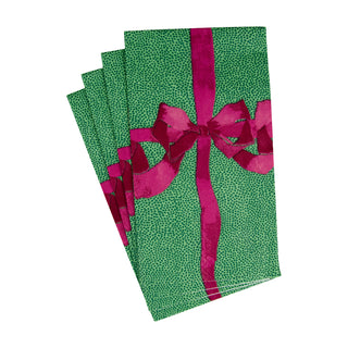 Tied With A Bow Green & Plum Guest Towel Napkins - 15 Per Package