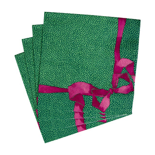 Tied With A Bow Green & Plum Luncheon Napkins - 20 Per Package