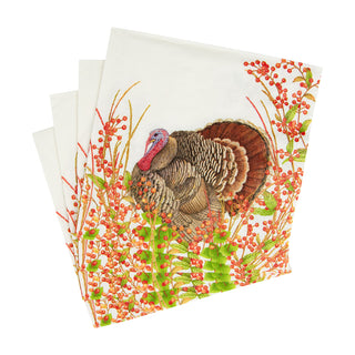 Turkey And Berries Luncheon Napkins - 20 Per Package