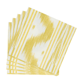 Toile De Nantes Yellow Paper Linen Dinner Napkins - 12 Per Package