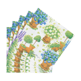 Potted Hydrangeas Cocktail Napkins - 20 Per Package