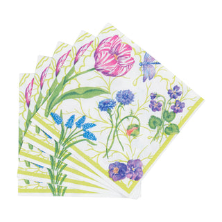 Floral Majolica Cocktail Napkins - 20 Per Package