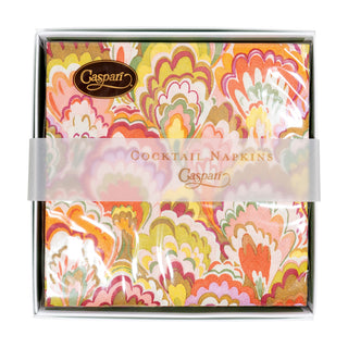 Marbled Ceramica Raspberry & Chartreuse Boxed Cocktail Napkins - 40 Per Box
