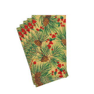 Evergreen And Berries Gold Guest Towels - includes 15 Guest Towels