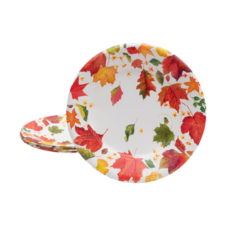 Swirling Leaves White Paper Dinner Plates - includes 8 Paper Dinner Plates