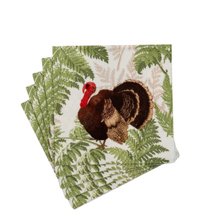 Turkey Among Ferns Cocktail Napkins - includes 20 Cocktail Napkins