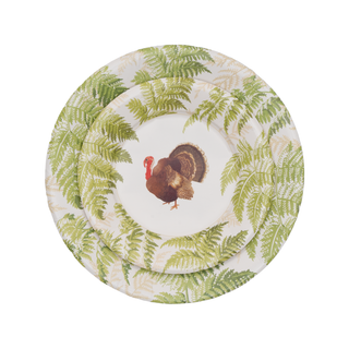 Turkey Among Ferns Paper Dinner Plates - includes 8 Paper Dinner Plates