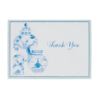 Glazed Porcelain Thank You Notes - 8 Note Cards & 8 Envelopes