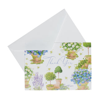 Potted Hydrangeas Thank You Notes - 8 Note Cards & 8 Envelopes