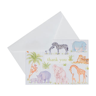 Safari Baby Thank You Notes - 8 Note Cards & 8 Envelopes