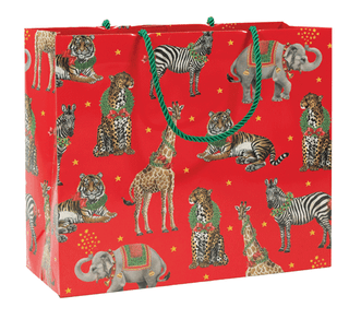 Caspari Wild Christmas Red Gift Bags 95952B3