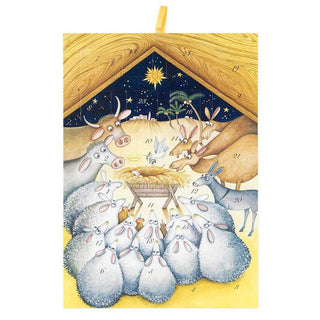 Nativity With Animals Cmas Med Flat Advent Calendar W/Env