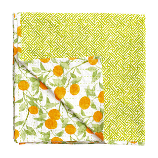 Reversible Kantha Table Cover in Orange Grove