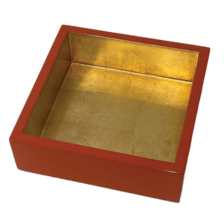 Coral With Gold Lacquer Cocktail Napkin Holders