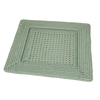 Rattan Square Charger Plate in Green - 1 Charger Plate