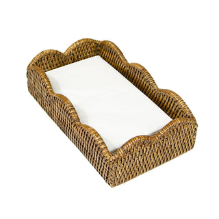 Rattan Scallop Guest Towel Napkin Holders in Natural - 1 Napkin Holder