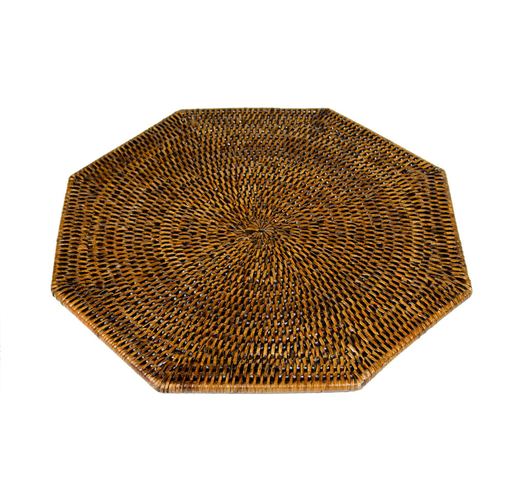 Rattan Octagonal Placemat in Natural 1 Placemat Caspari Europe