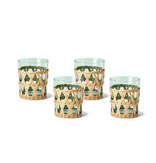Countryside Chic Lattice Double Old Fashioned Glass - Set of 4