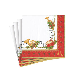 Caspari Christmas Concert Paper Cocktail Napkins - 20 Per Package 14070C