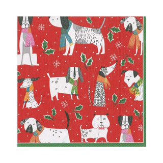 Caspari Christmas Canines Paper Luncheon Napkins - 20 Per Package 14130L