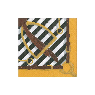 Caspari Stirrups and Silks Paper Cocktail Napkins in Black & White - 20 Per Package 14270C