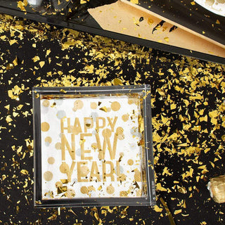Caspari Confetti Happy New Year Paper Cocktail Napkins in White - 20 Per Package 15082C