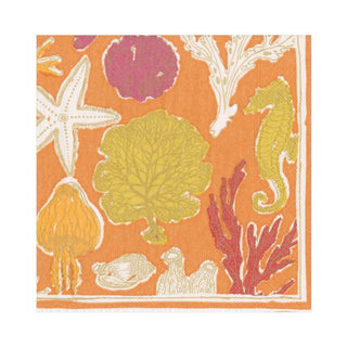 Caspari Sealife Paper Luncheon Napkins in Coral- 20 Per Package 15271L