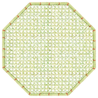 Caspari Trellis Octagonal Lacquer Placemat in Green - 1 Each 16071LQPMOCT
