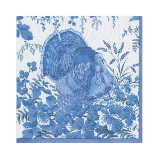 Caspari Turkey Toile Paper Luncheon Napkins in Blue - 20 Per Package 16230L
