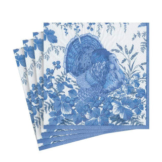 Caspari Turkey Toile Paper Luncheon Napkins in Blue - 20 Per Package 16230L