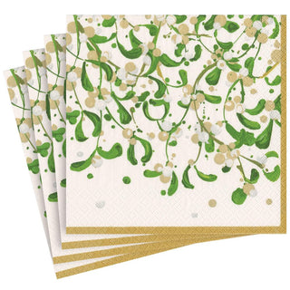 Caspari Modern Mistletoe Paper Dinner Napkins - 20 Per Package 16680D