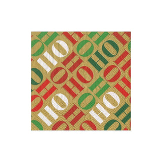 Caspari Ho Ho Ho Boxed Paper Cocktail Napkins in Gold - 40 Per Box 16751B