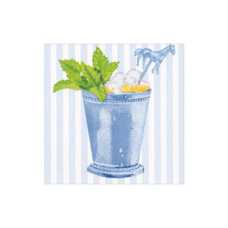 Caspari Mint Julep Paper Cocktail Napkins in Blue - 20 Per Package 17100C