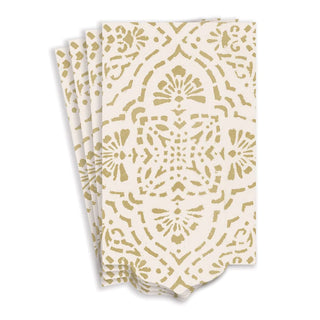 Annika Die-Cut Paper Linen Guest Towel Napkins in Ivory & Gold - 12 Per Package