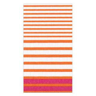 Breton Stripe Guest Towel Napkins in Coral & Fuchsia - 15 Per Package