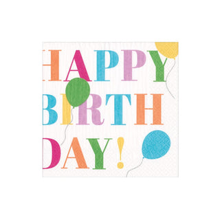 Birthday Surprise Paper Cocktail Napkins in White- 20 Per Box